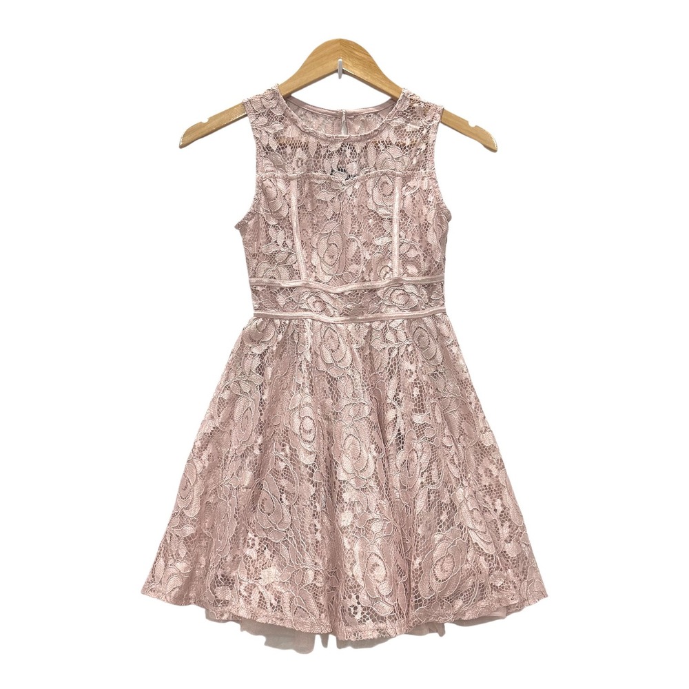 Amy Byer Girls 10 Blush Pink Floral Lace Sleeveless Party Dress Wedding